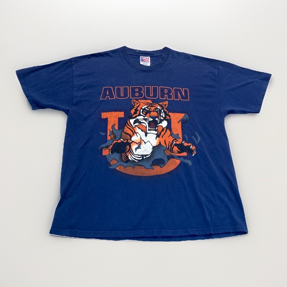 Auburn Tigers Shirt Mens XL Navy Blue 90s War Eagle Vintage Breakthrough Logo